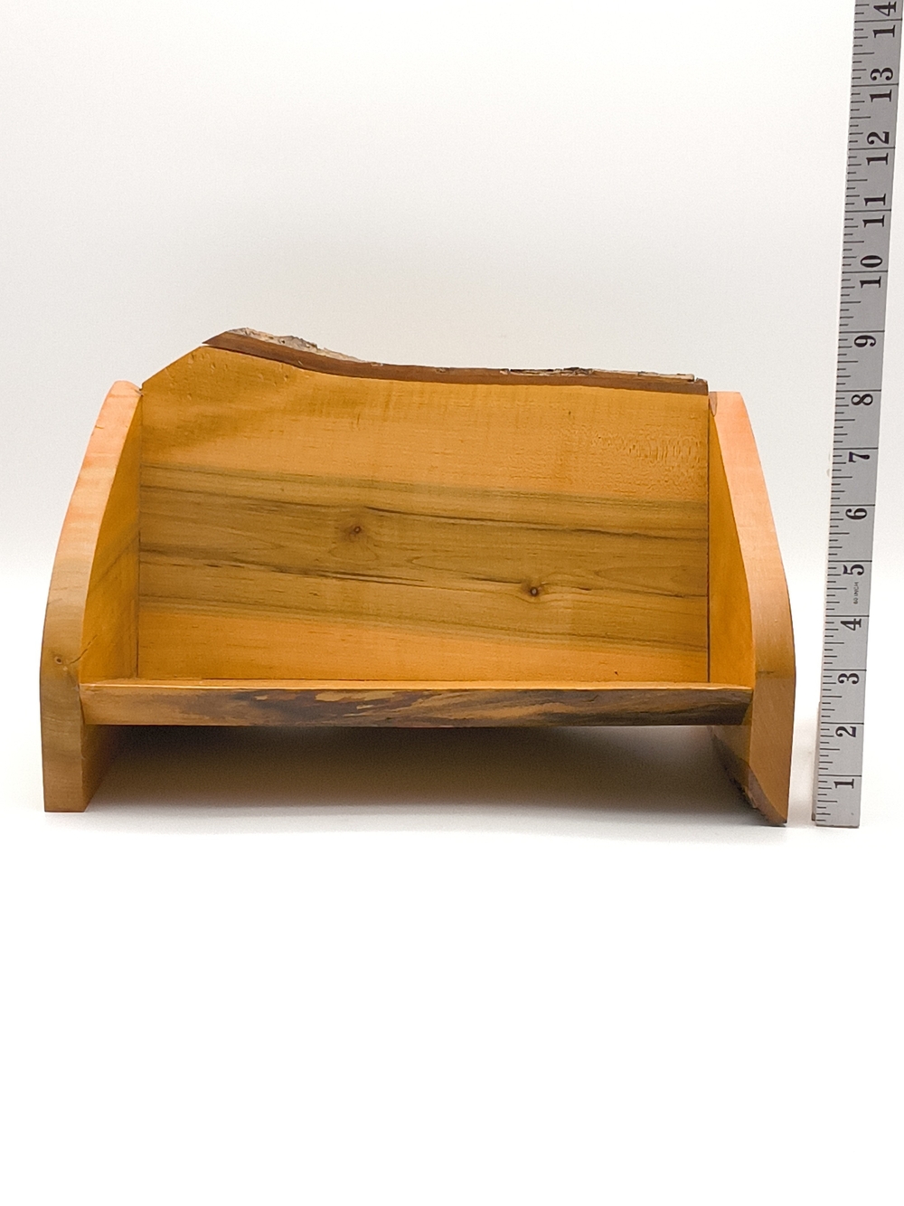 Handcrafted Live Edge Solid Wood Desktop Book Trough & Display Shelf - Picture 3 of 13